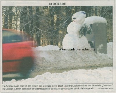 germany speed camera behind snowman